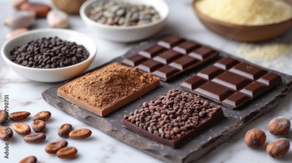 Chocolate. Beautiful chocolate background. Sweet food photography concept. Dark chocolate, crushed cocoa beans, fruits on a delicate background. Chocolate. Beautiful chocolate background. Sweet food photography concept. Dark chocolate, crushed cocoa beans, fruits on a delicate background.