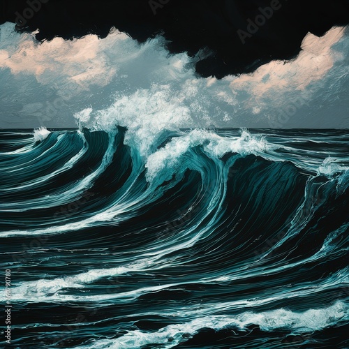 ocean,blue and black, hyper realistic, wallpaper