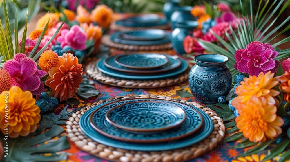 Bohemian Bliss: Vibrant Tabletop Design with Eclectic Charm and Global Influences