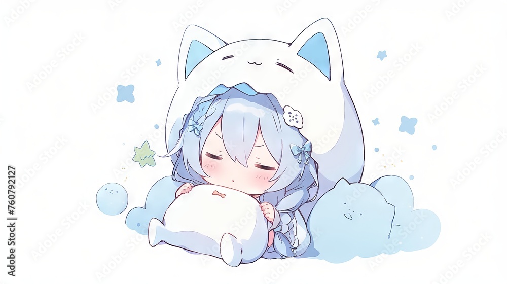 A cartoon design sleepy child A cartoon design sleepy child