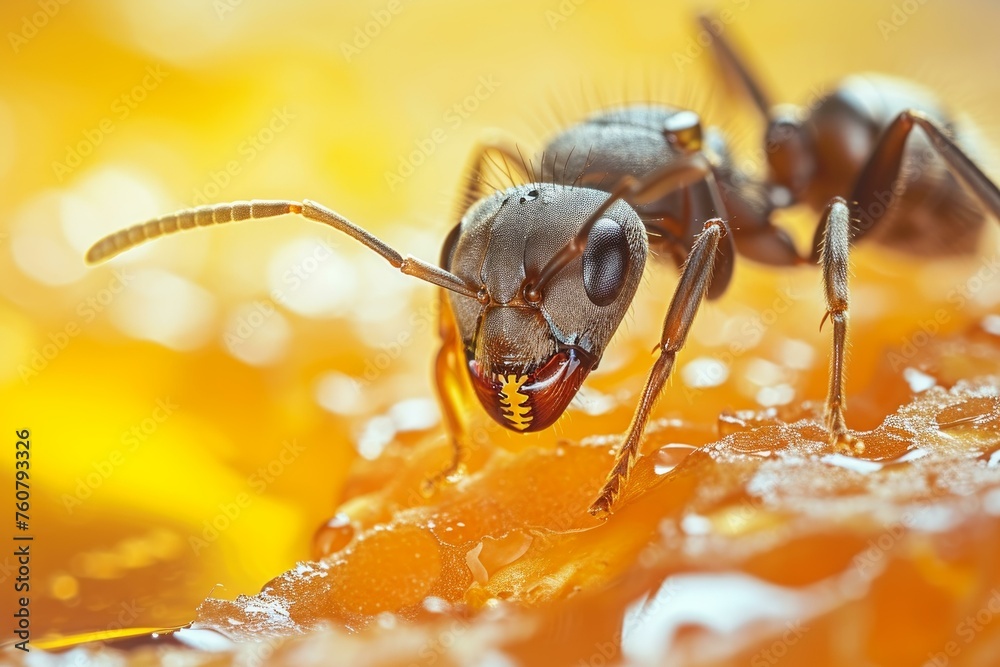Naklejka premium Sweet Ants honey drop. Animal drop drink. Generate Ai