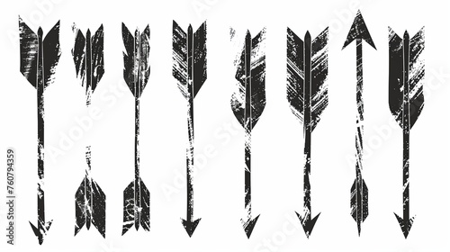 Set of black grunge hand drawn arrows isolated on white photo