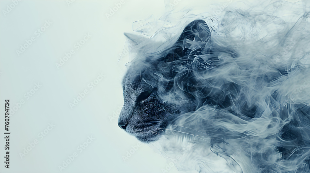 cat animal with amazing white smoke effect