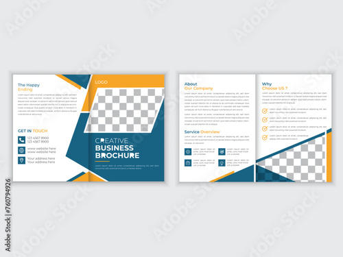 Business bi fold brochure design template