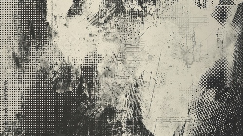 Vintage halftone grunge paper texture copy space background. AI generated image
