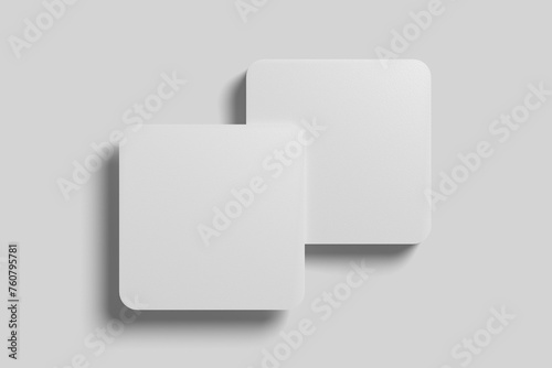 White square blank  coasters isolated vector image in top view   

