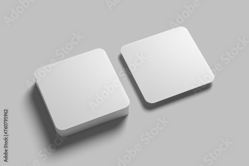 White square blank beer coasters isolated vector image in perspective view 