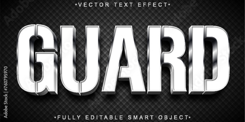 Silver White Guard Vector Fully Editable Smart Object Text Effect