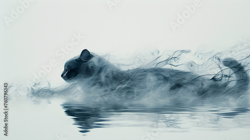 cat animal with amazing white smoke effect © muhammad