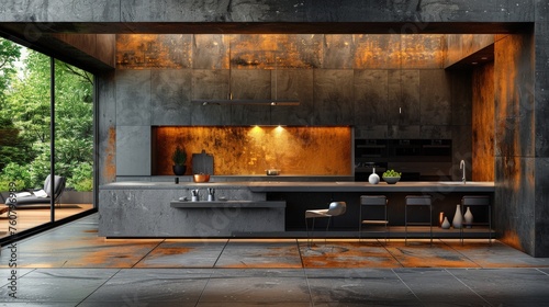 Discover Minimalist Charm: Concrete Elements in a Contemporary Kitchen