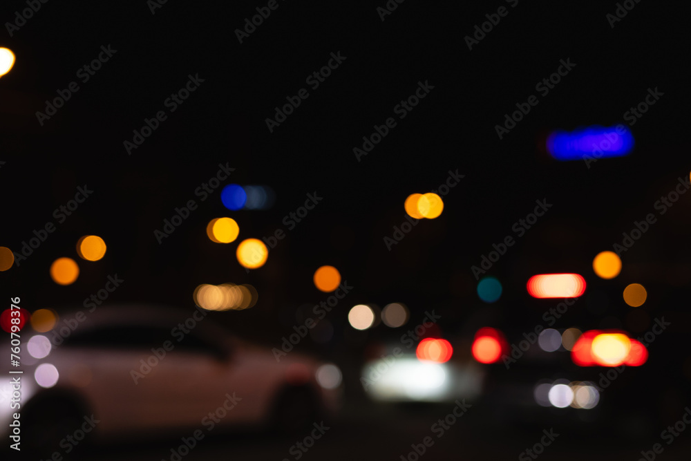 Blurred background of night car traffic