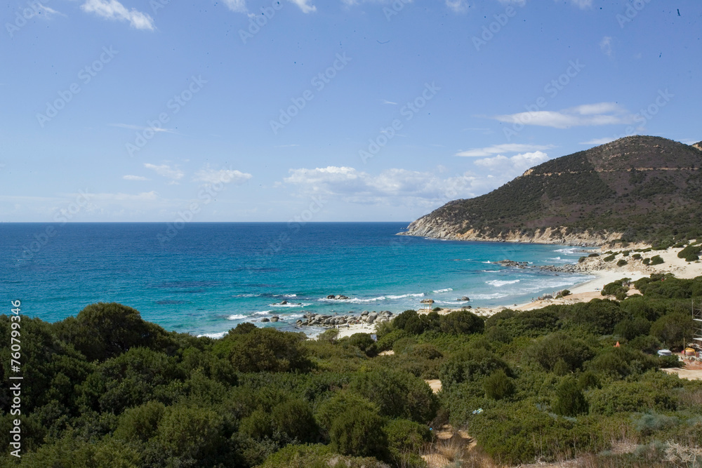 beach and sea, Coast near Villasimius, Cagliari, Sardinia. Italy, Cape Carbonara