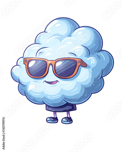 cloud wearing sunglasses on transparent background
