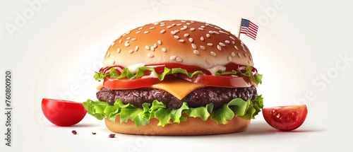 National Hamburger Month: Cheeseburger with American Flag Toothpick