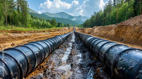 Photo of a gas pipeline in the vicinity of the construction site, , generated with AI