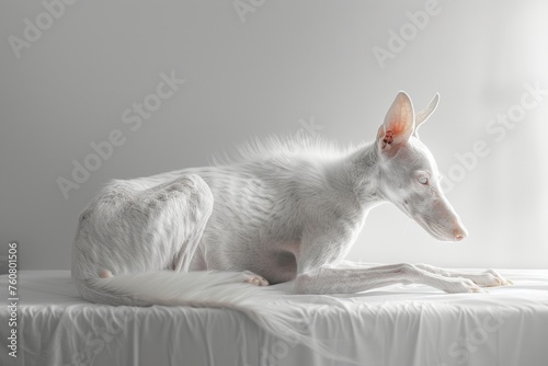 White Dog on the bed
