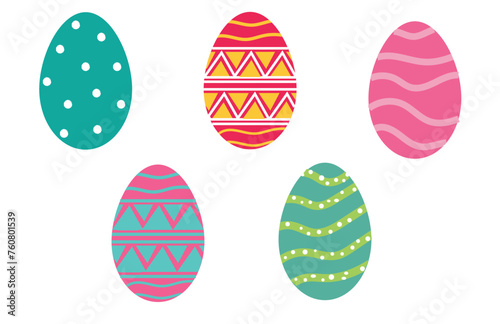 Easter eggs set vector design. Easter egg colorful collection elements for spring holiday layout in white isolated background. Vector Illustration.