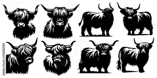 Charming Highland Cow Silhouettes - Highland Cow Vector