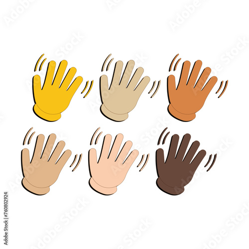 Hand with Fingers Splayed Gesture Icon. Raised hand emoji. Folded Hands sign, All skin tone gesture emoji