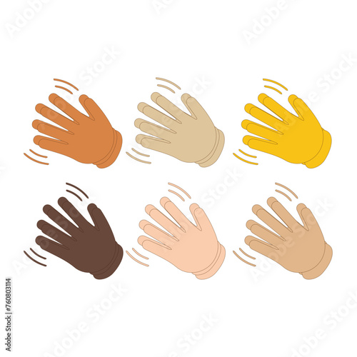 Hand with Fingers Splayed Gesture Icon. Raised hand emoji. Folded Hands sign, All skin tone gesture emoji