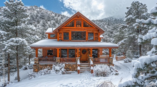 Cabin in the Snowy Forest