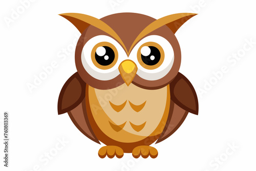 owl cartoon and flat color on white background.