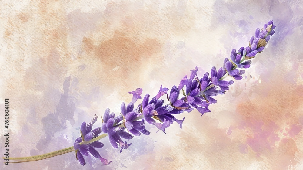 A sprig of lavender, painted in delicate watercolor shades, evoking calmness and relaxation.