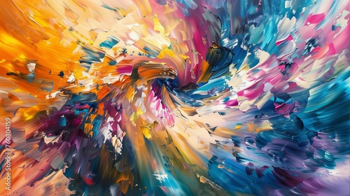 A swirling blend of vibrant colors creating an abstract oil painting, depicting the dynamic movement of an unseen force.