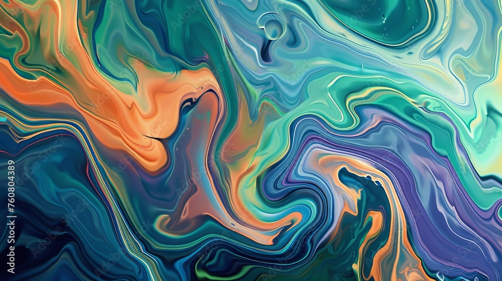Abstract digital art featuring fluid marble textures and colorful swirls.