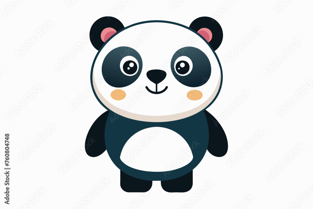 panda cartoon and flat color on white background. panda cartoon and flat color on white background.