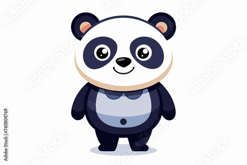 panda cartoon and flat color on white background.