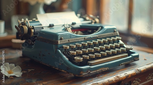 Vintage Typewriter on Wooden Table