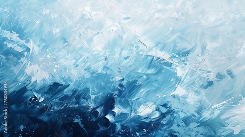 Arctic abstract oil painting background with cool whites and icy blues simulating frost and ice.