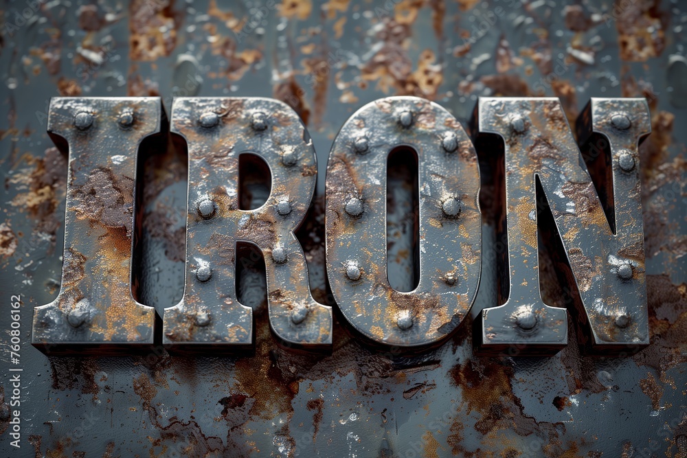 rusty iron sign that spells 