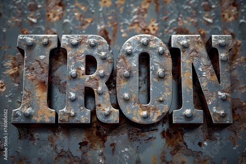 rusty iron sign that spells 