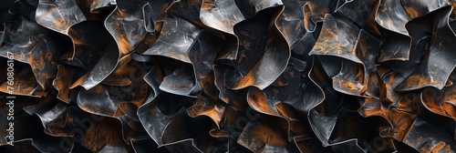 abstract rusty iron waves sculpture background  photo