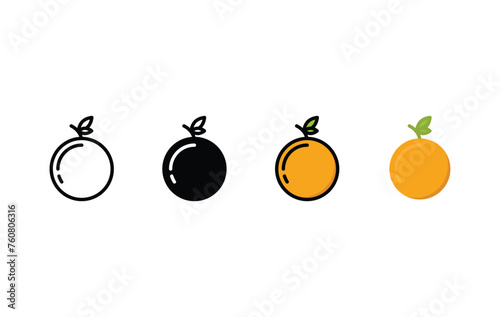 set of orange fruit citrus icon vector design template
