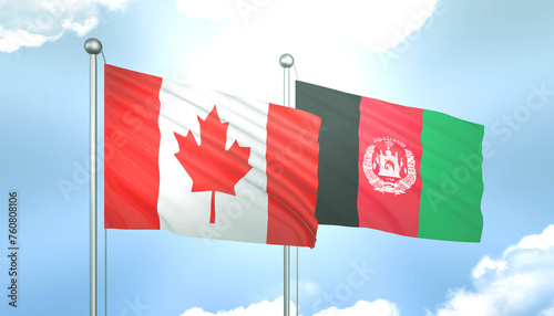 Canada and Afghanistan Flag Together A Concept of Realations