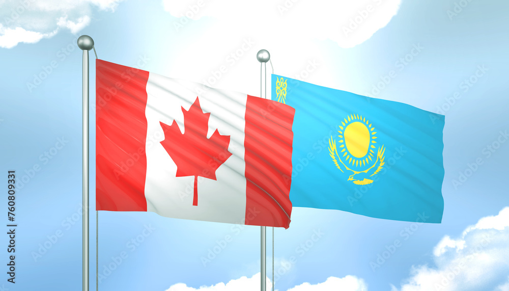 Canada and Kazakhstan Flag Together A Concept of Realations Canada and Kazakhstan Flag Together A Concept of Realations