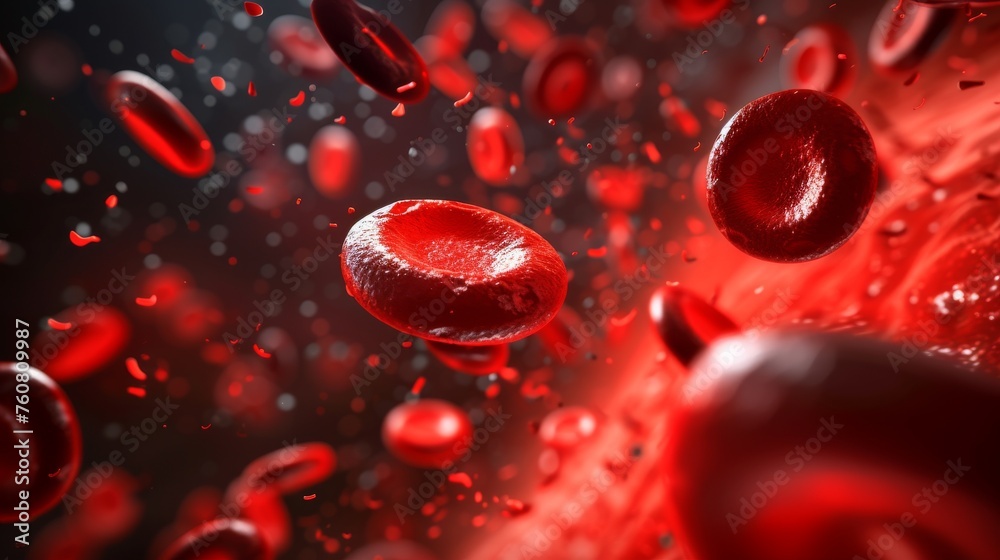 Blood cells in vein. Blood cells with red blood cells Blood cells in vein. Blood cells with red blood cells