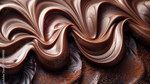 Luxurious melted chocolate with sparkling highlights. Generative AI