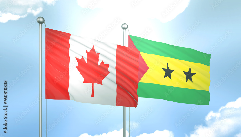 Canada and Sao Tome Flag Together A Concept of Realations Canada and Sao Tome Flag Together A Concept of Realations