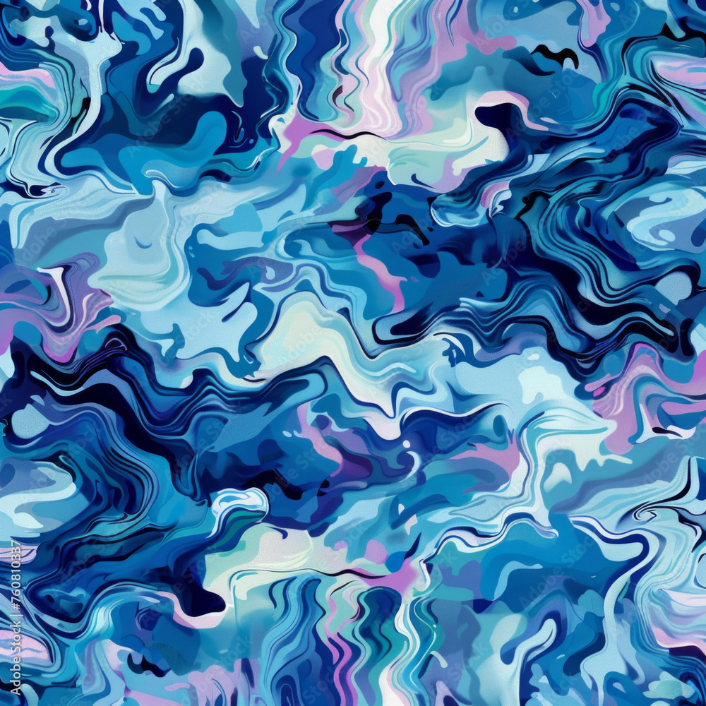 The image is a blue and purple swirl pattern that gives off a calming
