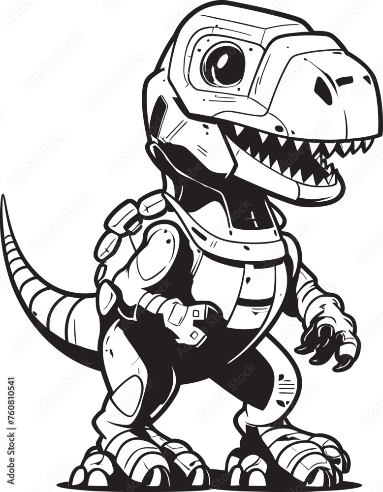 T Rex Tech Dynamic Robot Dinosaur Logo CyberSaur Futuristic Cartoon Dino Robot Emblem