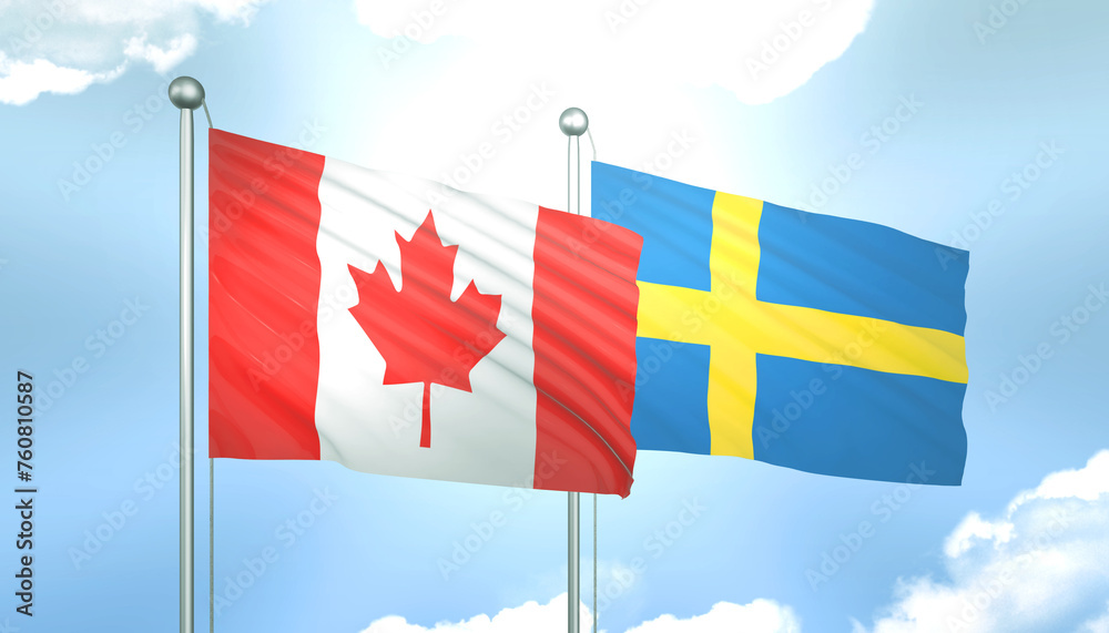 Canada and Sweden Flag Together A Concept of Realations