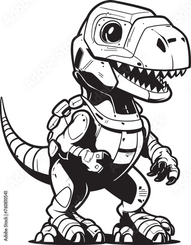 T Rex Tech Dynamic Robot Dinosaur Logo CyberSaur Futuristic Cartoon Dino Robot Emblem © BABBAN