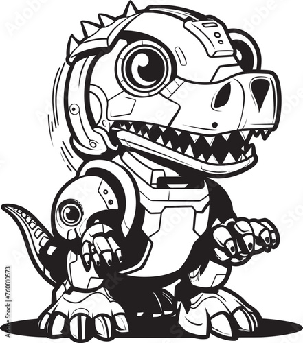 RoboRaptor Playful DinoBot Symbol DinoMech Futuristic Cartoon Robot Dinosaur Logo