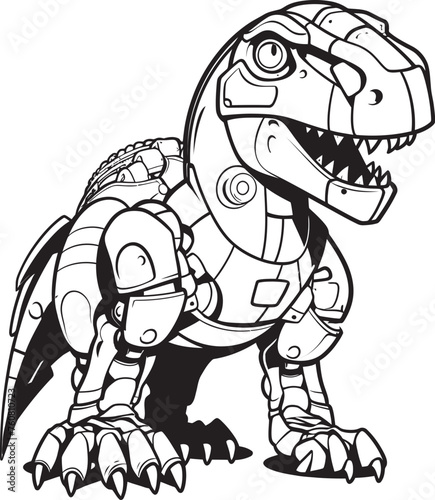 RoboRex Futuristic Robot Dinosaur Icon Design DinoBots Playful Cartoon Dinosaur Robot Emblem photo