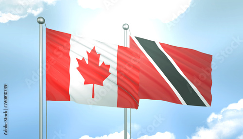 Canada and Trinidad Tobago Flag Together A Concept of Realations