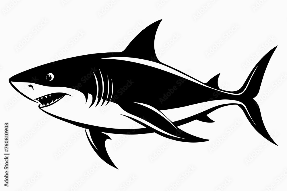 silhouette shark black and white